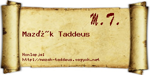 Mazák Taddeus névjegykártya